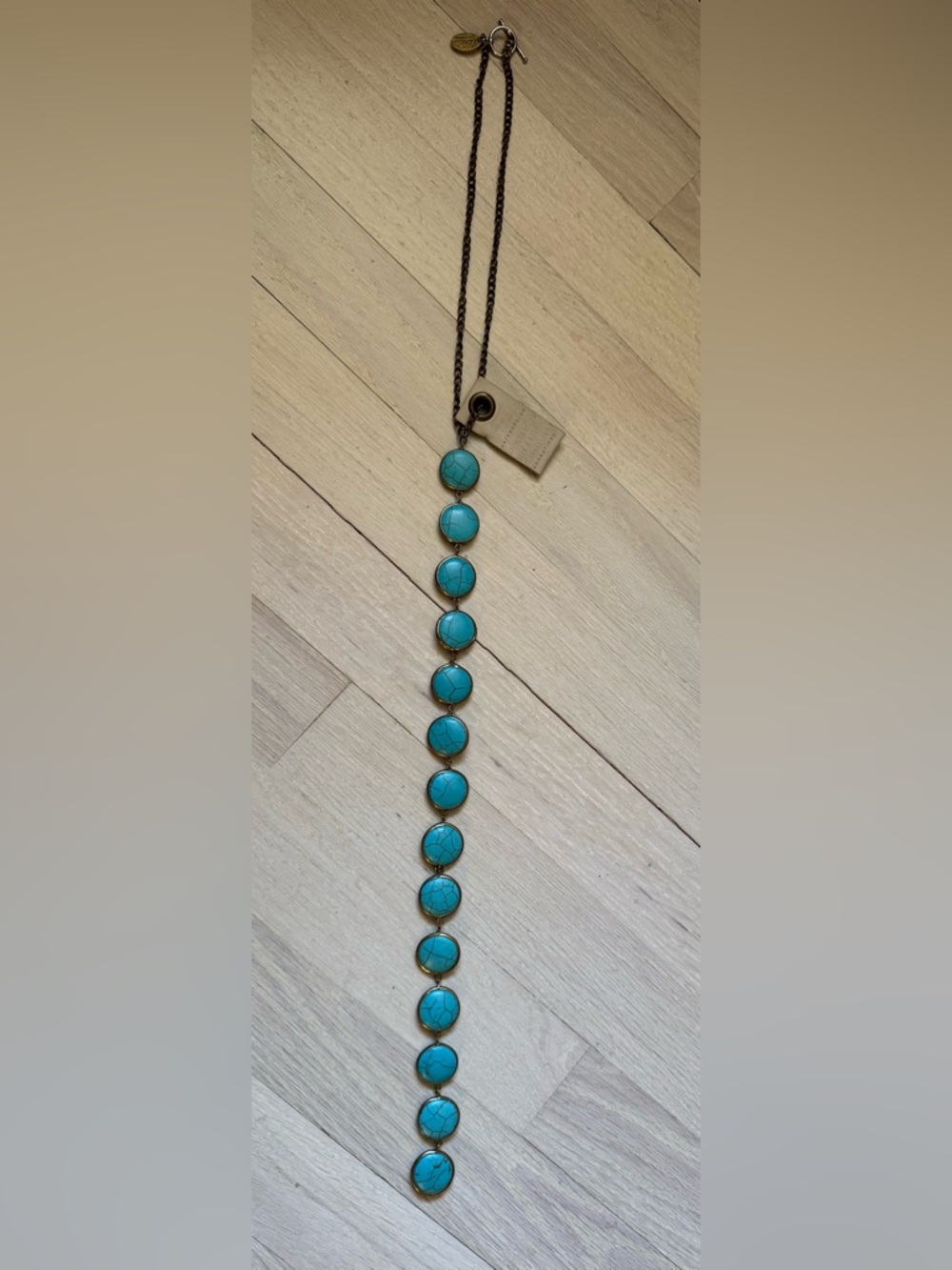 Lena Bernard, Anthropologie nickel gemline v neck turquoise necklace. NWT